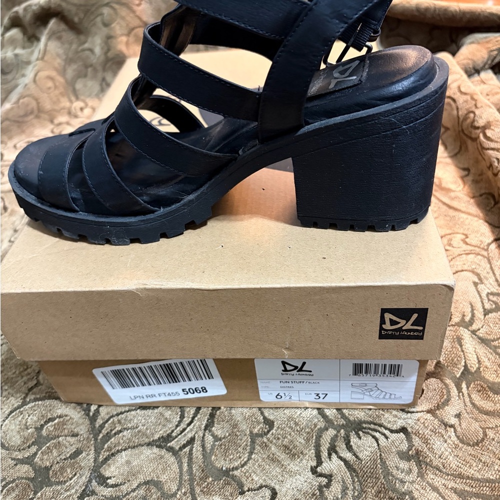 Women's Black Strappy Heeled Sandals